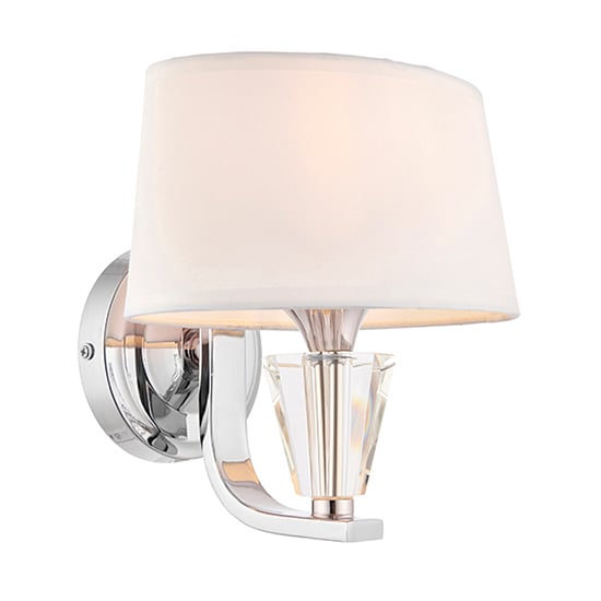 Read more about Fiennes vintage white fabric wall light in chrome