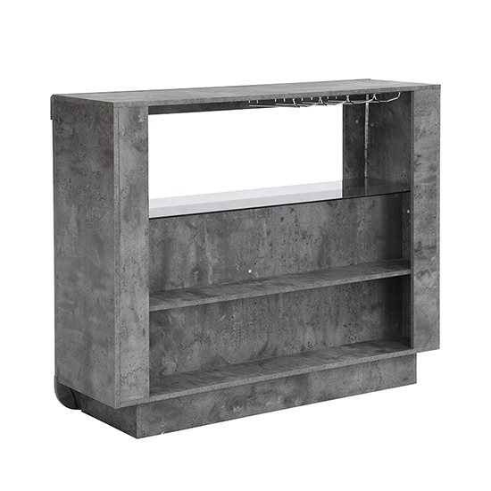 Fiesta Wooden Bar Table Unit In Concrete Effect With LED Lights