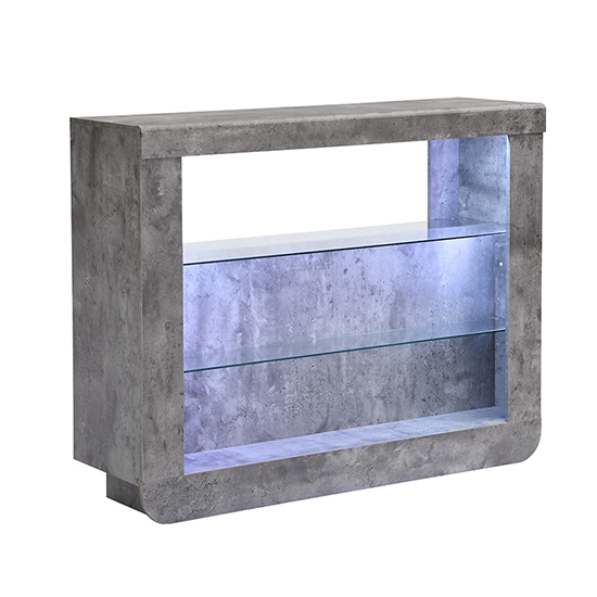 Fiesta Wooden Bar Table Unit In Concrete Effect With LED Lights