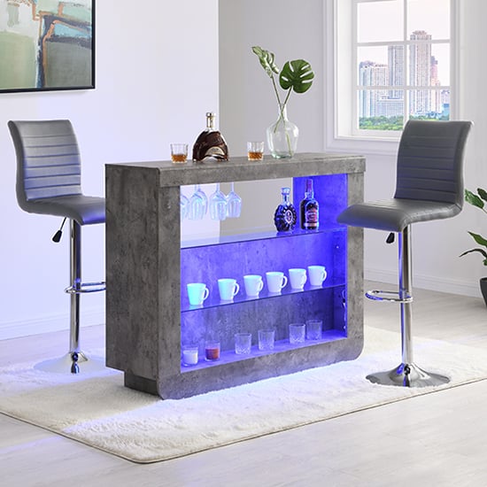 Read more about Fiesta concrete effect bar table with 2 ripple grey stools