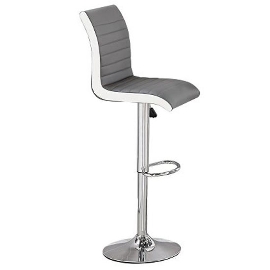Fiesta Grey High Gloss Bar Table With 4 Ritz Grey White Stools