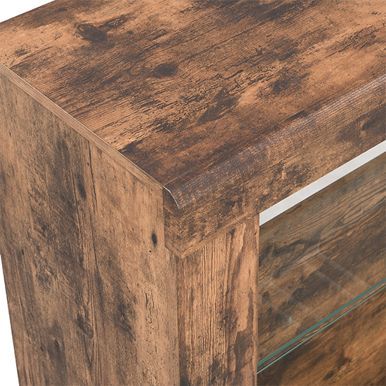 Fiesta Wooden Bar Table Unit In Rustic Oak With LED Lights