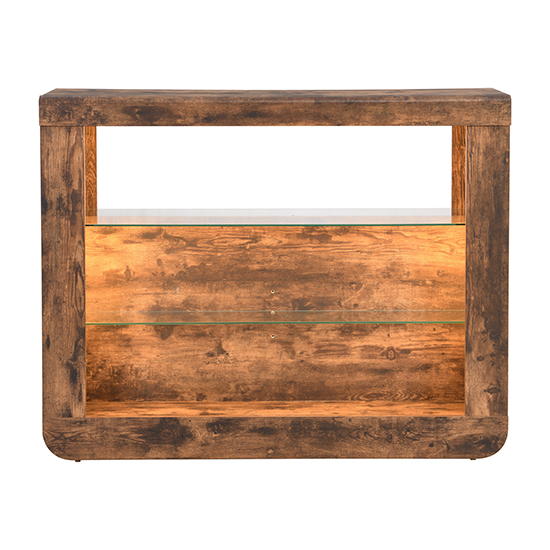 Fiesta Wooden Bar Table Unit In Rustic Oak With LED Lights