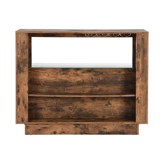 Fiesta Wooden Bar Table Unit In Rustic Oak With LED Lights