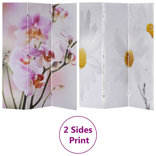 Fifer Folding Fir Wood 120cm X 170cm Room Divider In Flower