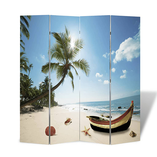 Fifer Folding Fir Wood 160cm X 170cm Room Divider In Beach