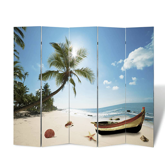 Fifer Folding Fir Wood 200cm X 170cm Room Divider In Beach