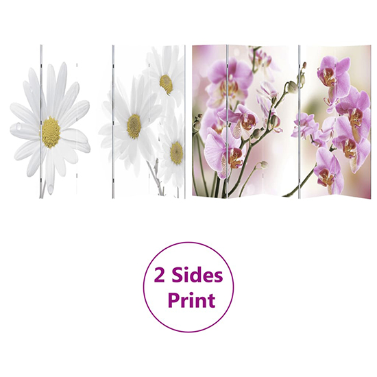 Fifer Folding Fir Wood 200cm X 170cm Room Divider In Flower