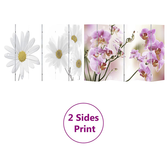 Fifer Folding Fir Wood 217cm X 170cm Room Divider In Flower