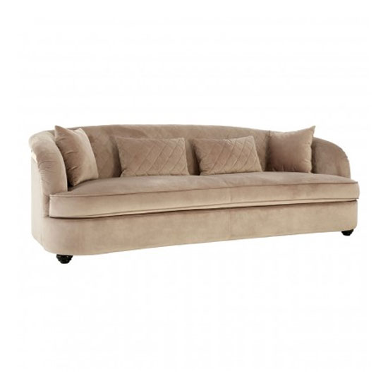 Fijian Upholstered Velvet 3 Seater Sofa In Mink