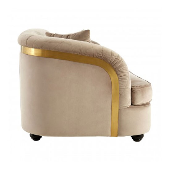 Fijian Upholstered Velvet 3 Seater Sofa In Mink
