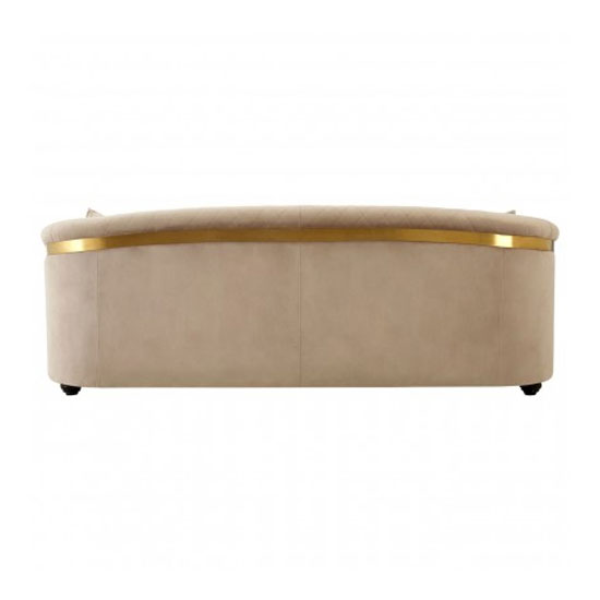 Fijian Upholstered Velvet 3 Seater Sofa In Mink