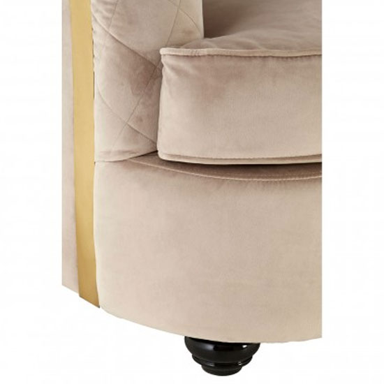 Fijian Upholstered Velvet 3 Seater Sofa In Mink