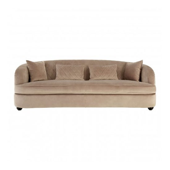 Product photograph of Fijian Upholstered Velvet 3 Seater Sofa In Mink from Furniture in Fashion