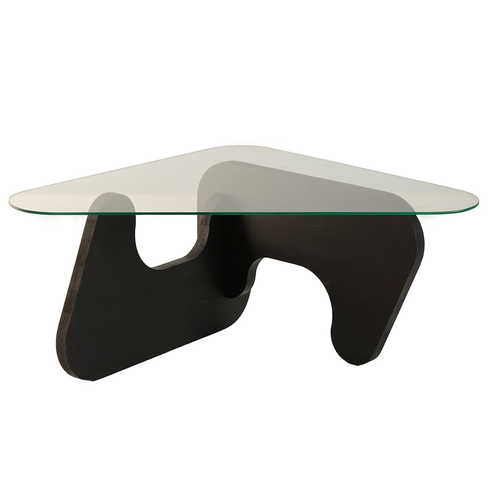 Fileno Tempered Glass Top Coffee Table with Anthracite Solid Wood Frame