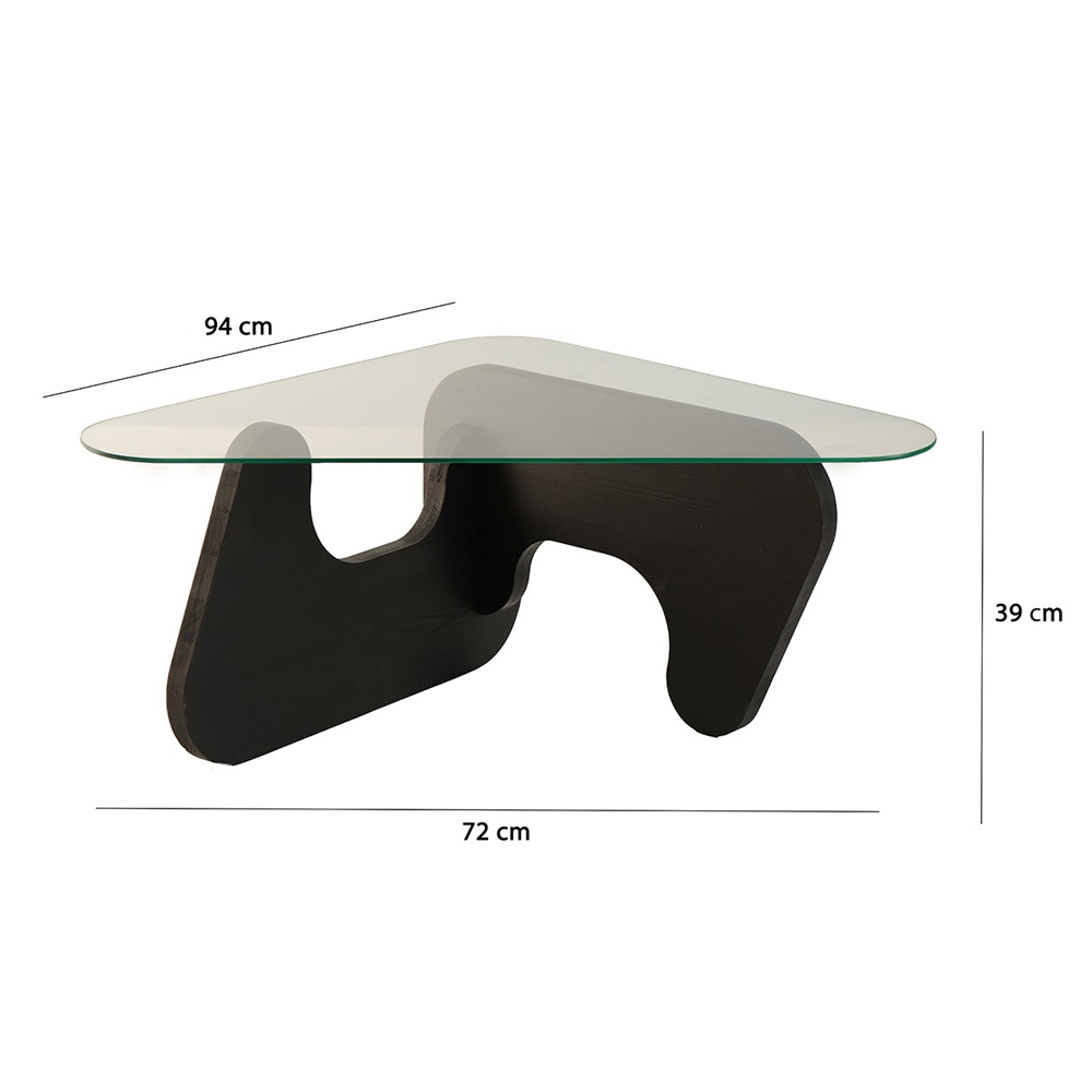 Fileno Tempered Glass Top Coffee Table with Anthracite Solid Wood Frame