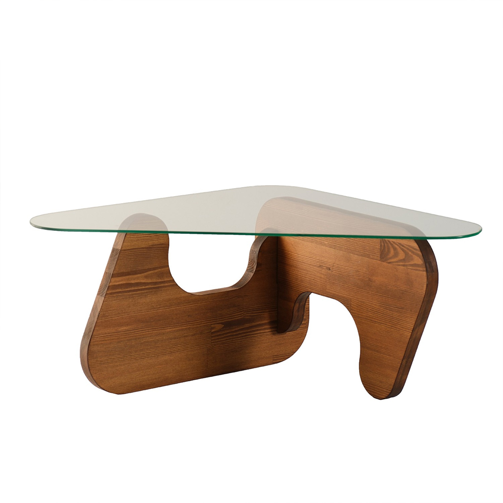 Fileno Tempered Glass Top Coffee Table with Chesnut Solid Wood Frame