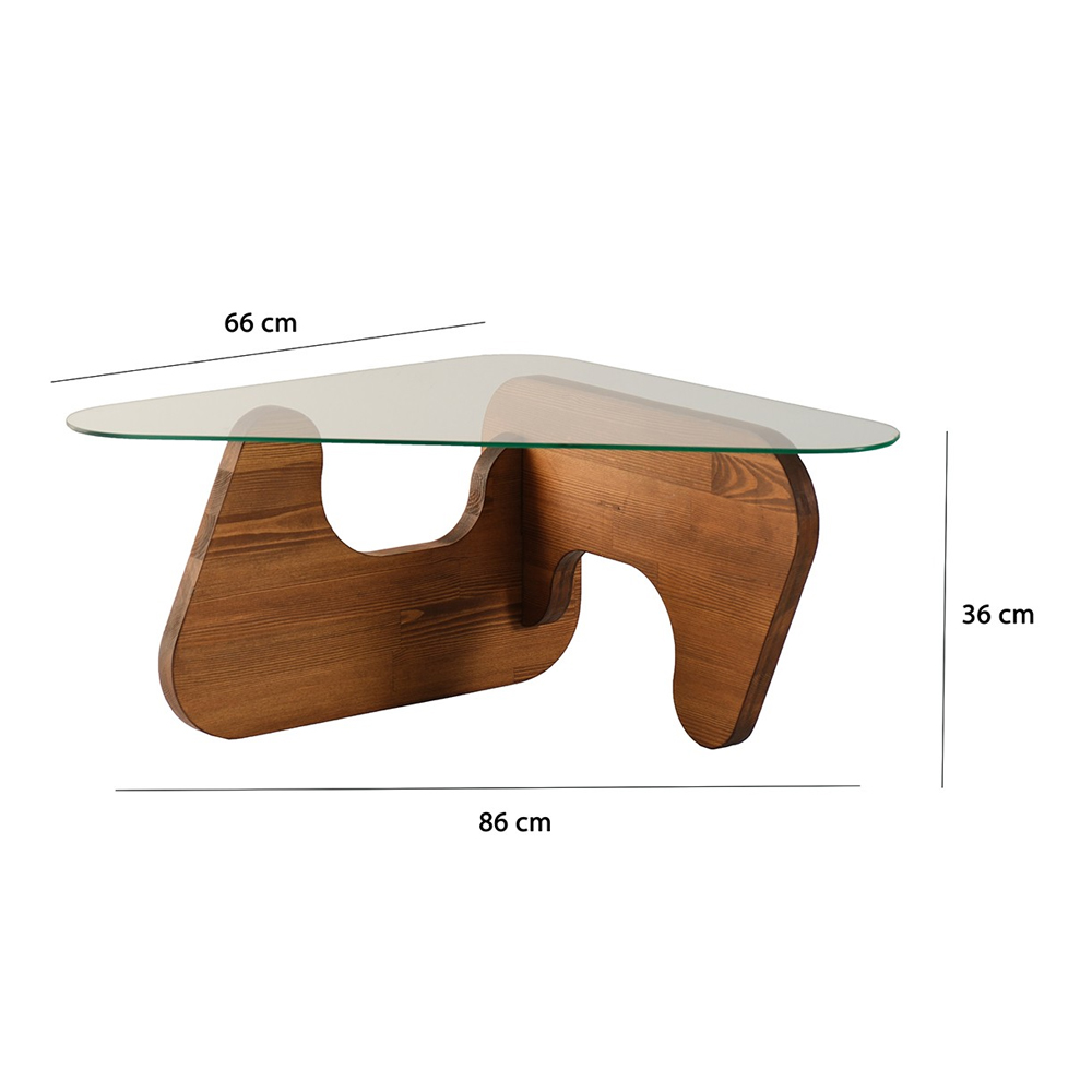 Fileno Tempered Glass Top Coffee Table with Chesnut Solid Wood Frame
