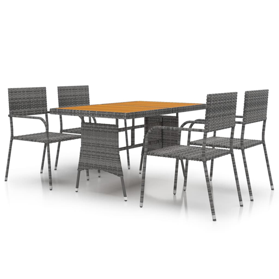 Filey Poly Rattan 5 Piece Outdoor Dining Set In Grey