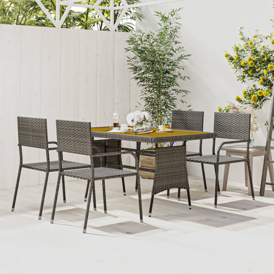 Filey Poly Rattan 5 Piece Outdoor Dining Set In Grey