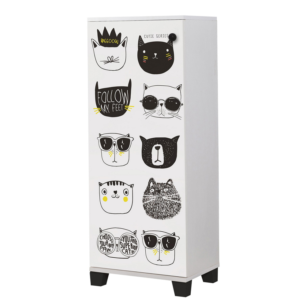 Filinta Wooden Kids Shoe Cabinet in White and Black