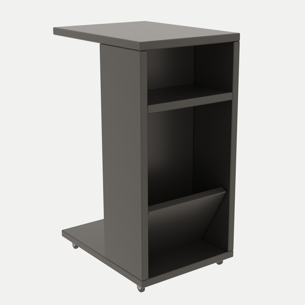 Filira Wooden Side Table with Magazine Rack in Anthracite