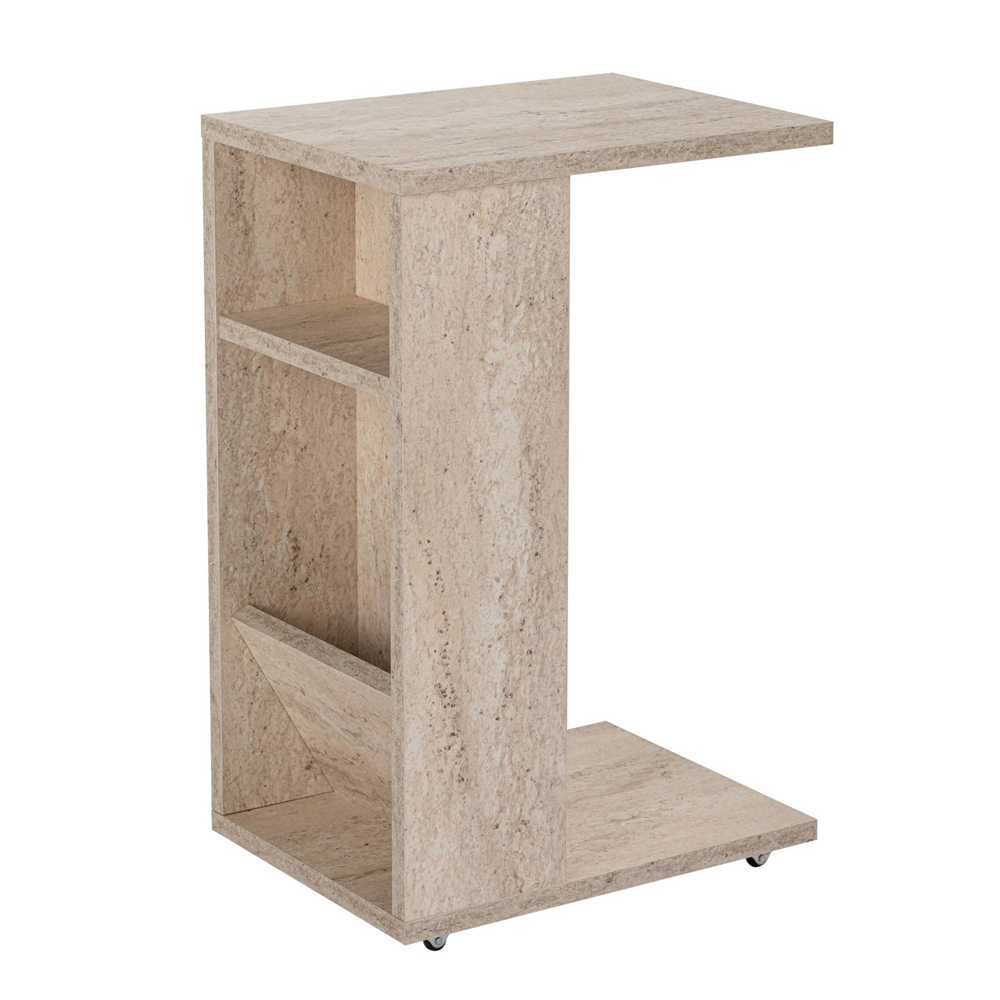 Filira Wooden Side Table with Magazine Rack in Travertine