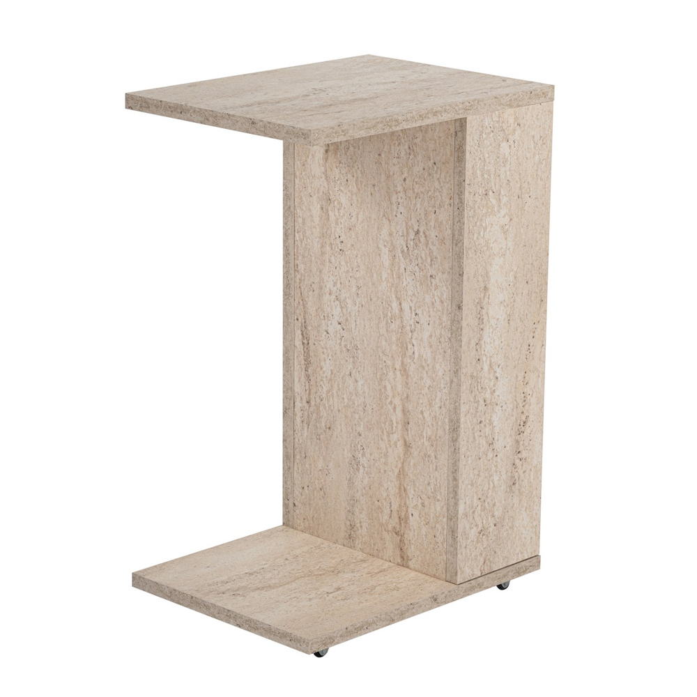 Filira Wooden Side Table with Magazine Rack in Travertine