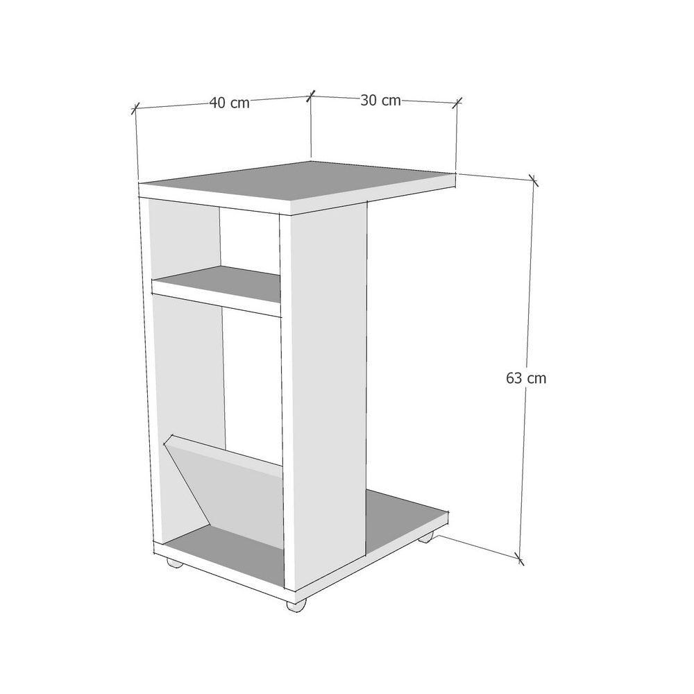 Filira Wooden Side Table with Magazine Rack in Travertine