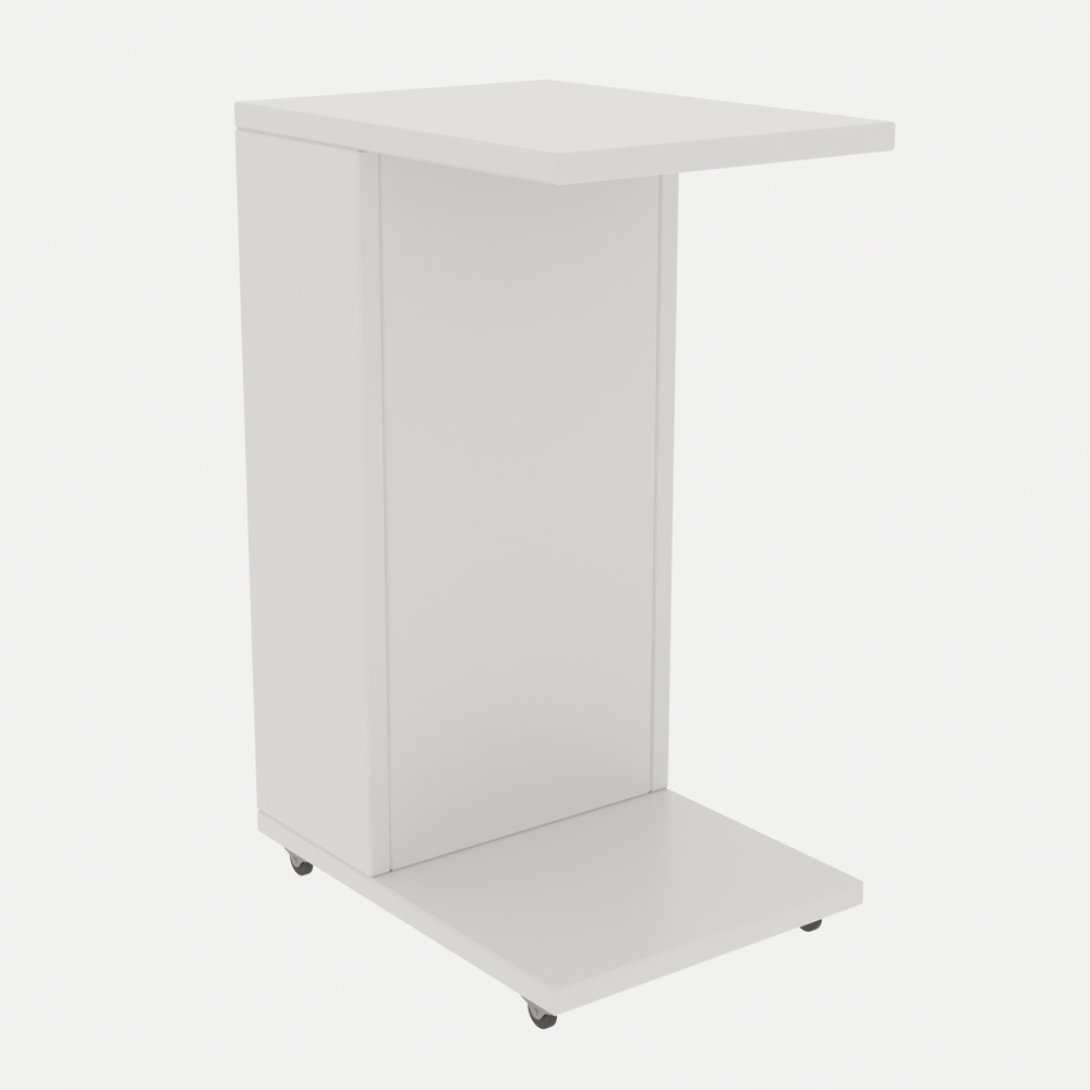 Filira Wooden Side Table with Magazine Rack in White
