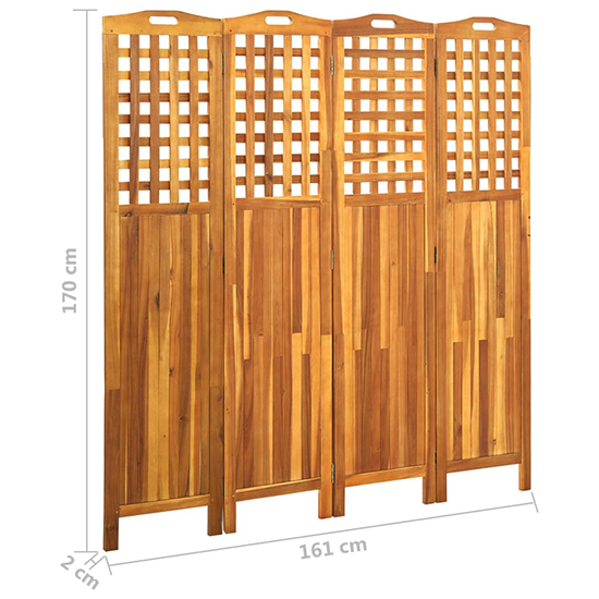 Filiz 4 Panels 161cm x 2cm x 170cm Room Divider In Acacia Wood_7