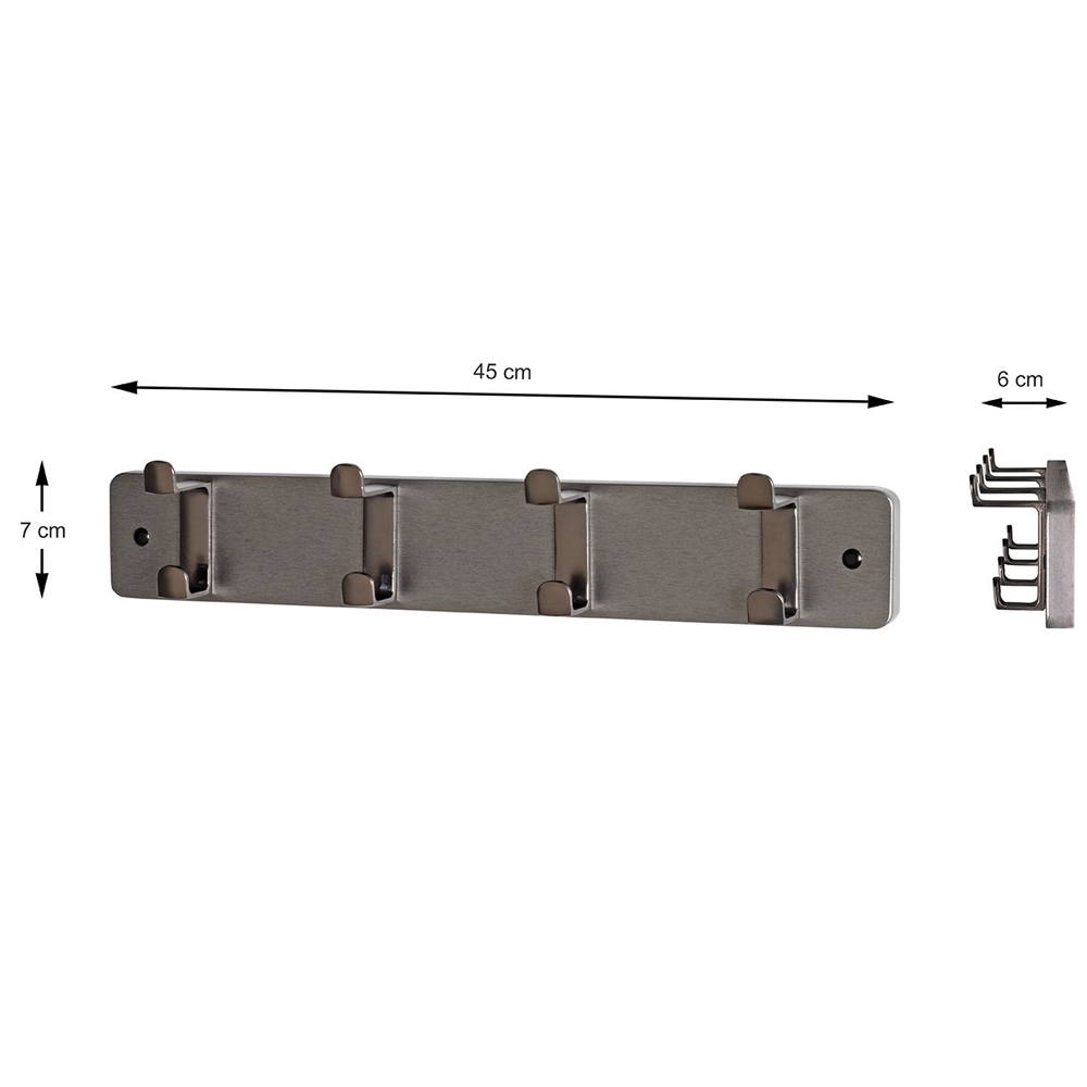 Fillmore Metal Wall Hung Coat Rack With 4 Hook In Gunmetal