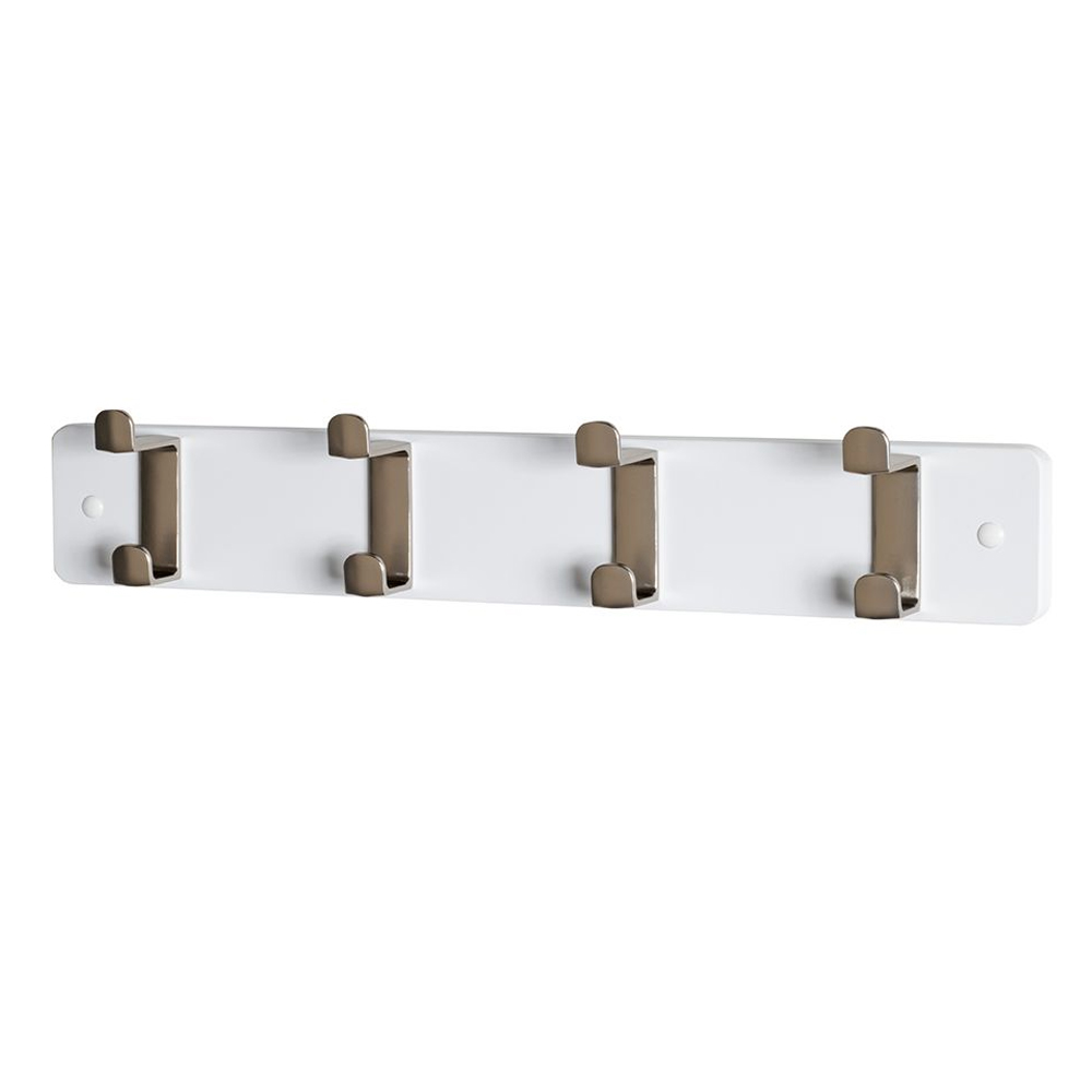Fillmore Metal Wall Hung Coat Rack With 4 Hook In White