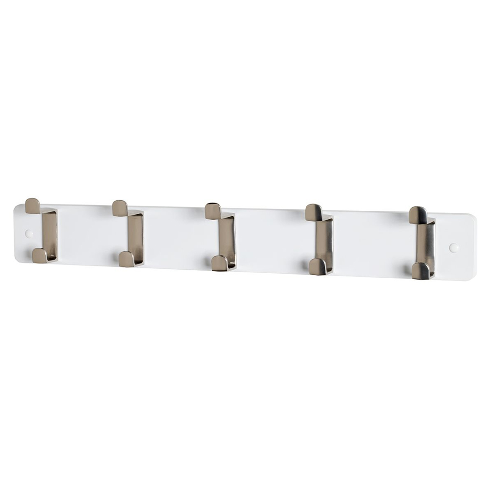 Fillmore Metal Wall Hung Coat Rack With 5 Hook In White