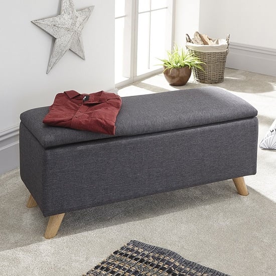 Photo of Speke fabric ottoman storage unit in charcoal