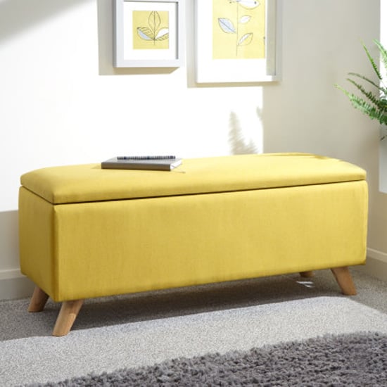 Photo of Speke fabric ottoman storage unit in yellow