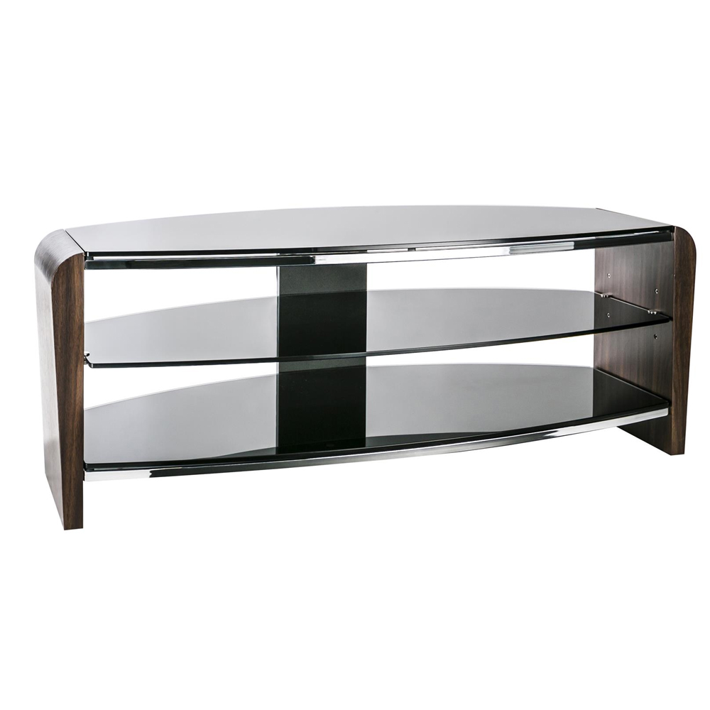 Finchley Glass TV Stand With 2 Shelves In Walnut