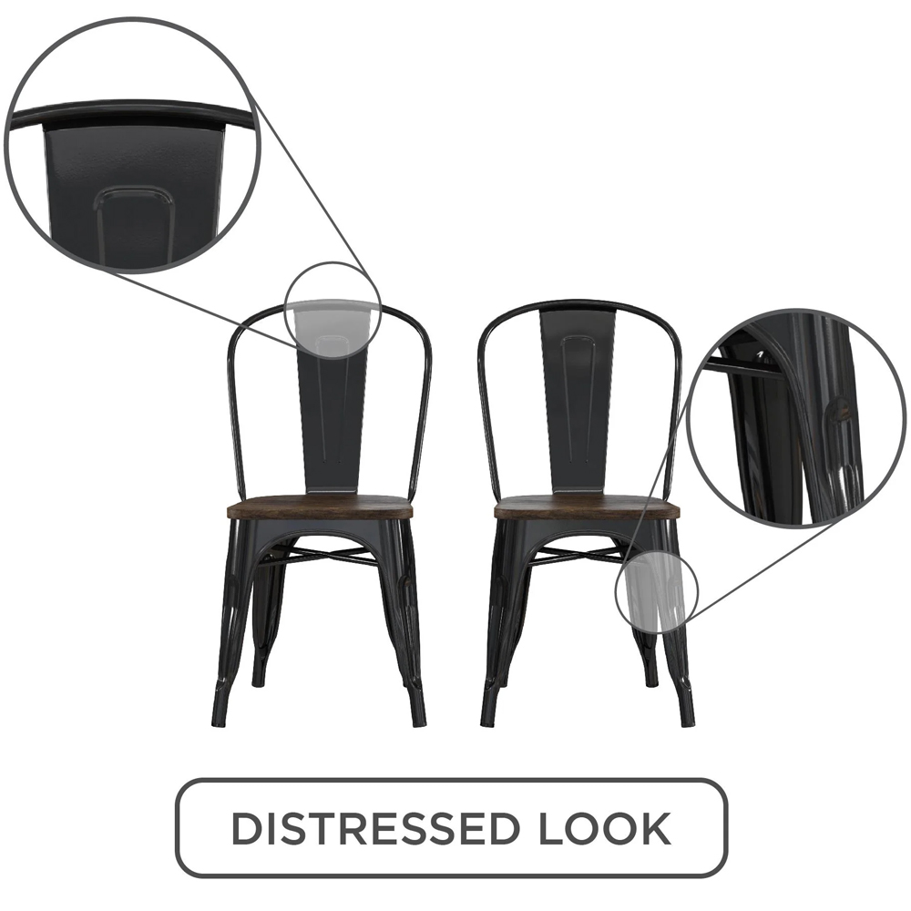 Findlay Black Wooden Dining Chairs With Metal Frame In Pair