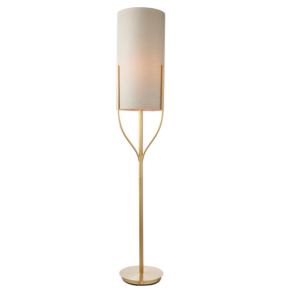 Findlay Fabric Cylinder Shade Floor Lamp In Brass