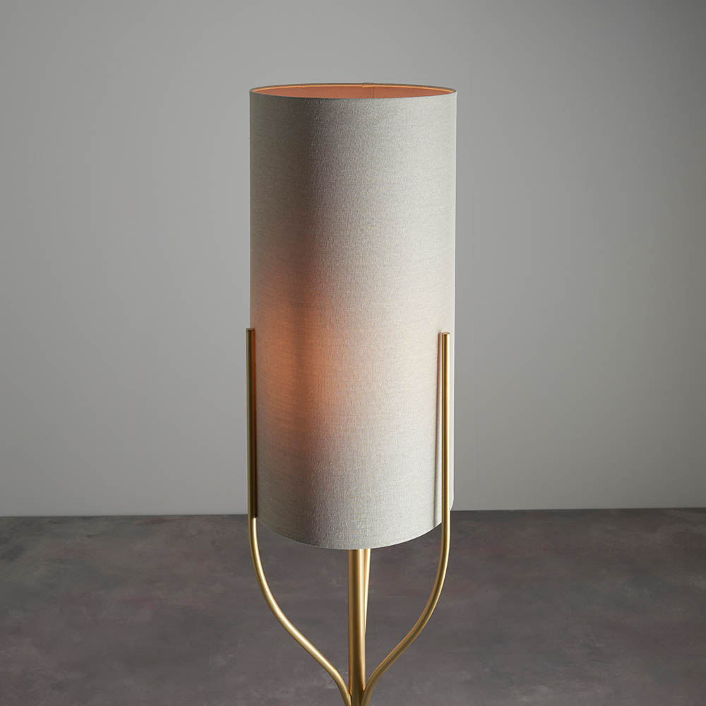 Findlay Fabric Cylinder Shade Floor Lamp In Brass