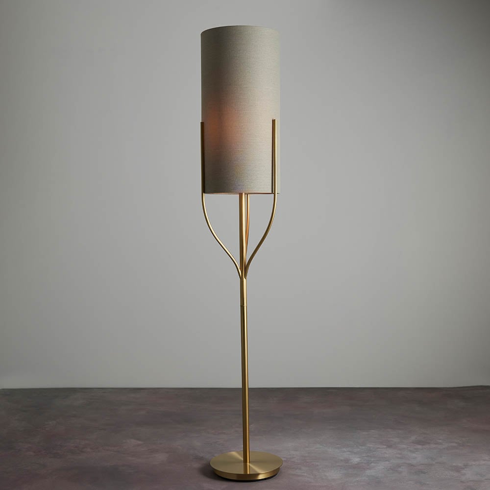 Read more about Findlay fabric cylinder shade floor lamp in brass