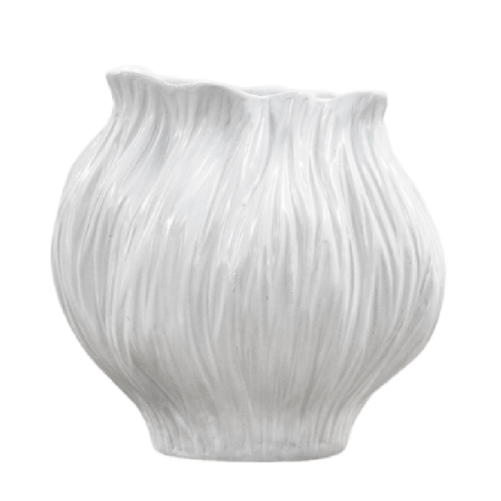 Findlay Small Ceramic Clay Vase In Matt White