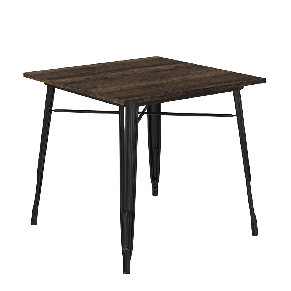 Read more about Findlay wooden square dining table with black legs in brown