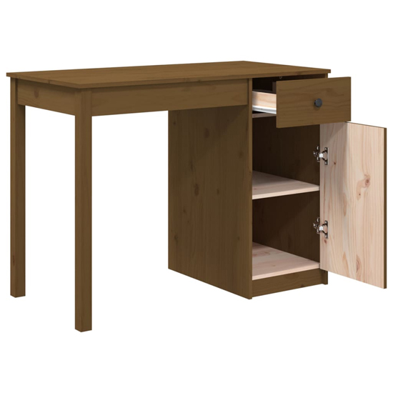 Finlay Pine Wood Laptop Desk With 1 Door 1 Drawer In Honey Brown Furniture in Fashion