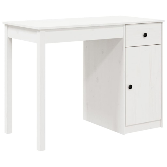 Finlay Pine Wood Laptop Desk With 1 Door 1 Drawer In White