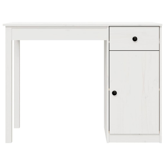 Finlay Pine Wood Laptop Desk With 1 Door 1 Drawer In White