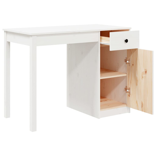 Finlay Pine Wood Laptop Desk With 1 Door 1 Drawer In White