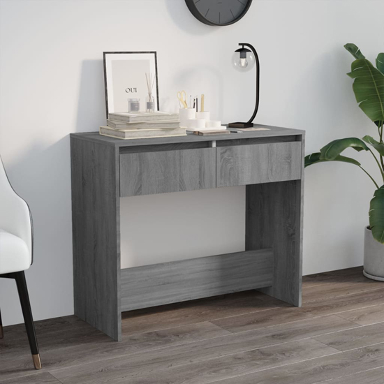 Photo of Finley wooden console table with 2 drawers in grey sonoma oak