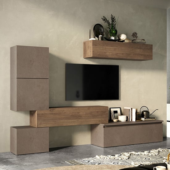Product photograph of Finley Wooden Entertainment Unit In Bronze And Mercure from Furniture in Fashion