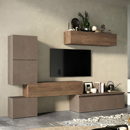 Read more about Finley wooden entertainment unit in bronze and mercure